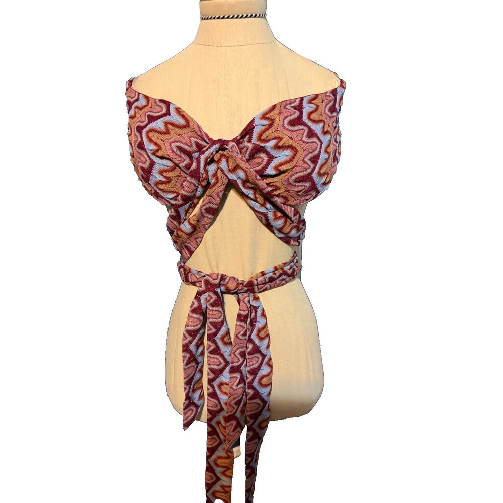 NWT HOUSE Of HARLOW 1960 Cross Knit Stretch Top Blouse Cups Sexy sz L